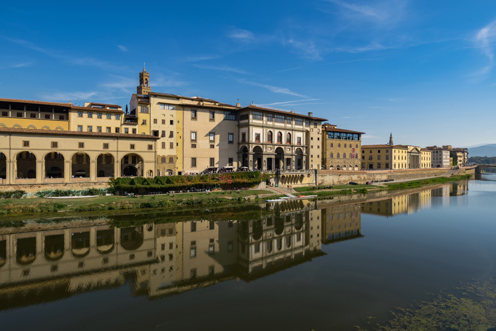 Panoramic view of the Arno river and historic Florence from Unicko apartment