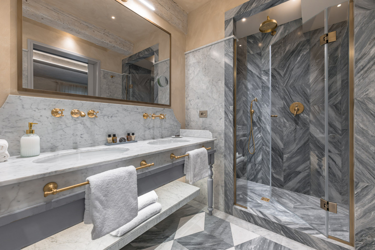 Bathroom shower detail in Florence luxury apartment