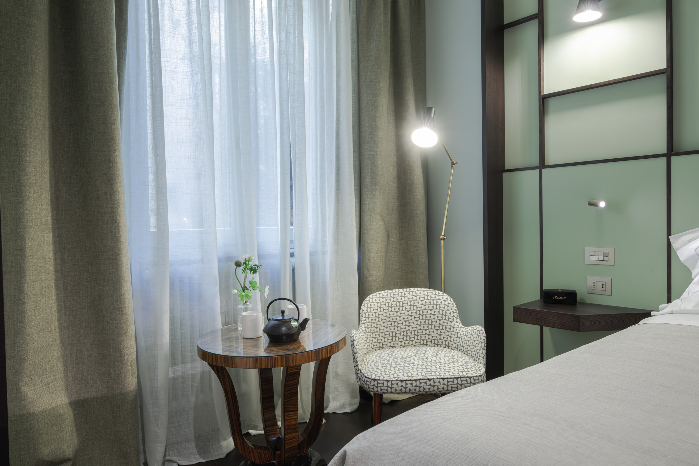 Bedroom detail in Florence luxury apartment