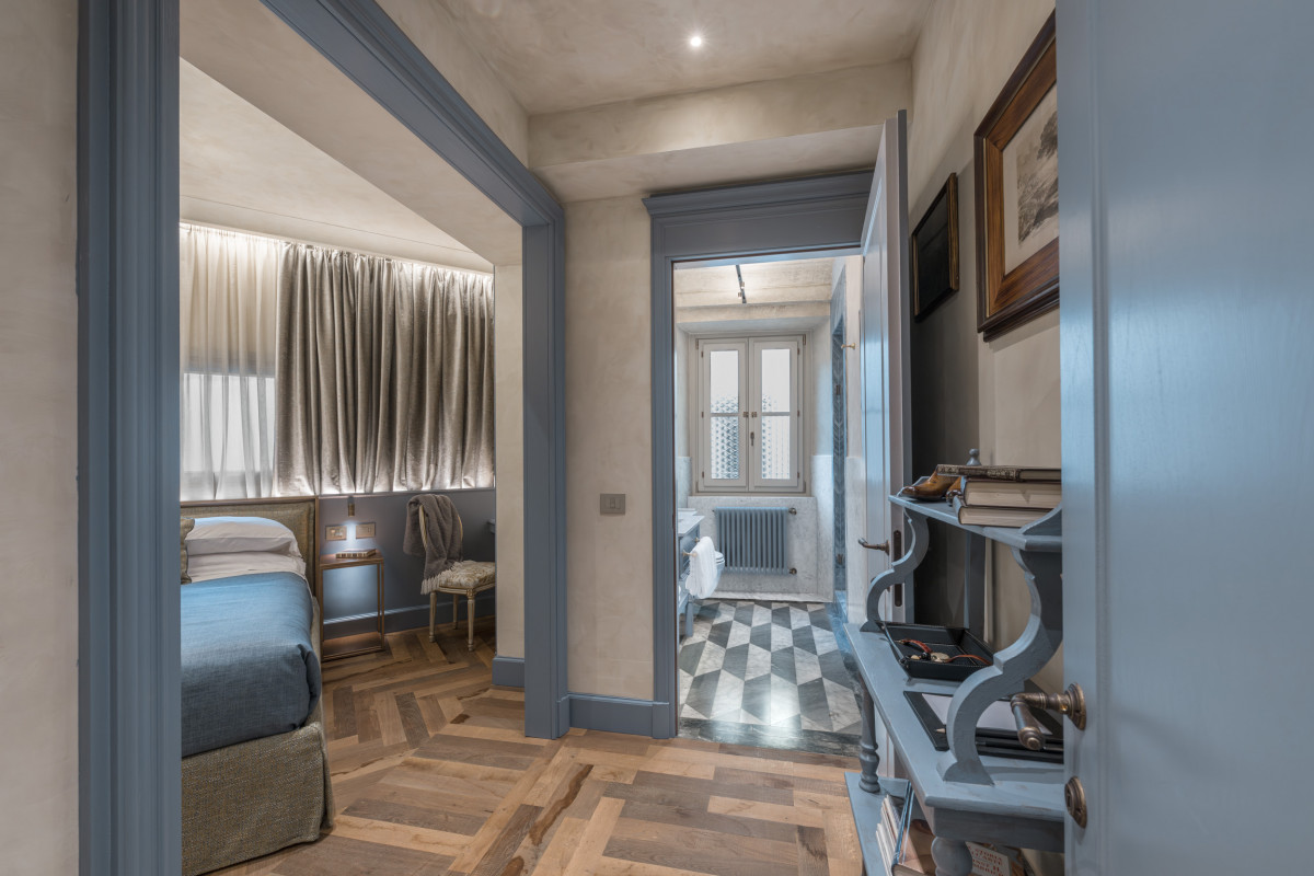 Bedroom entrance view in Florence historic apartment