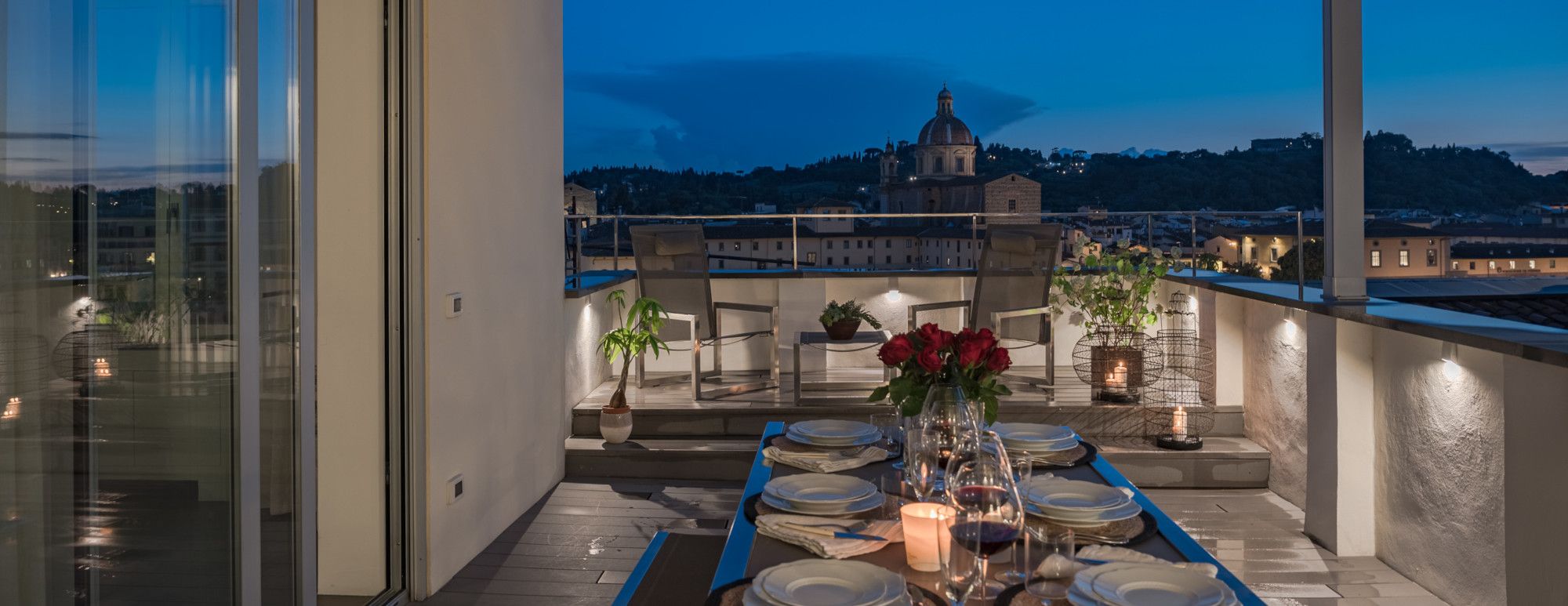 Casamanda luxury apartment in Florence with panoramic terrace and city skyline view