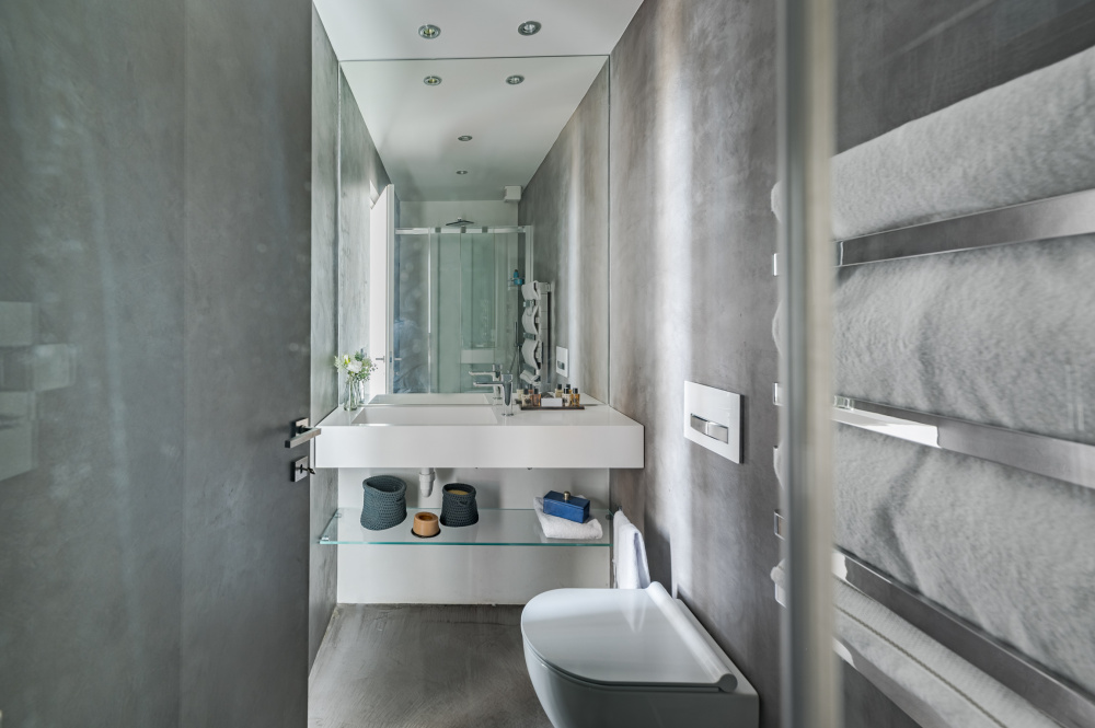 Bathroom detail with mirror and refined finishes