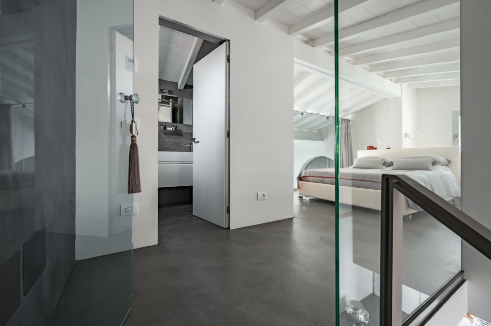 Modern bathroom with glass shower and clean design