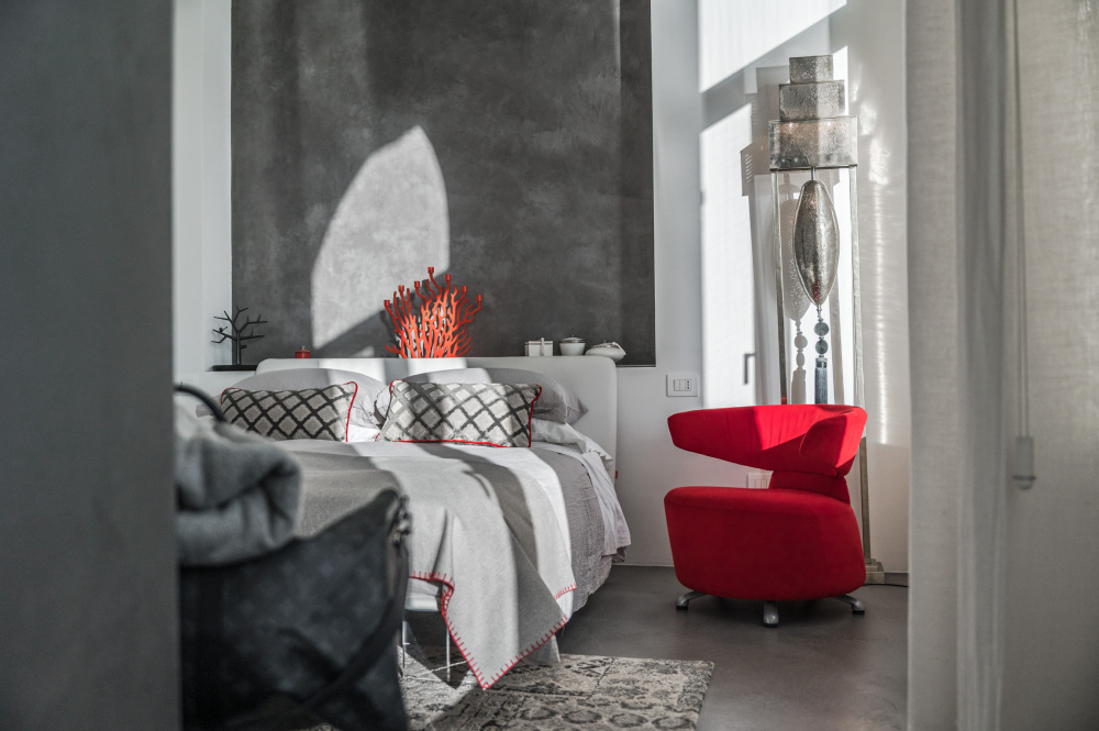 Modern bedroom with soft lighting and elegant decor