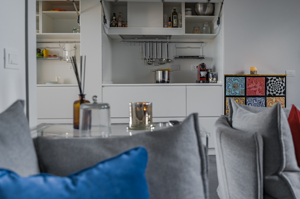 Open space living area with modern furnishings