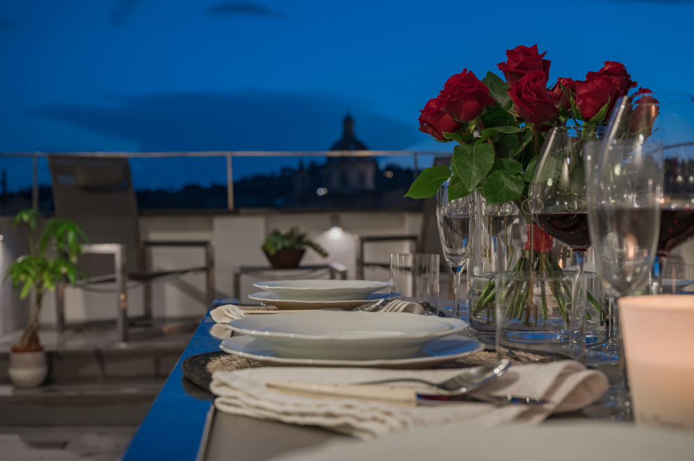 Terrace detail with plants and outdoor decor
