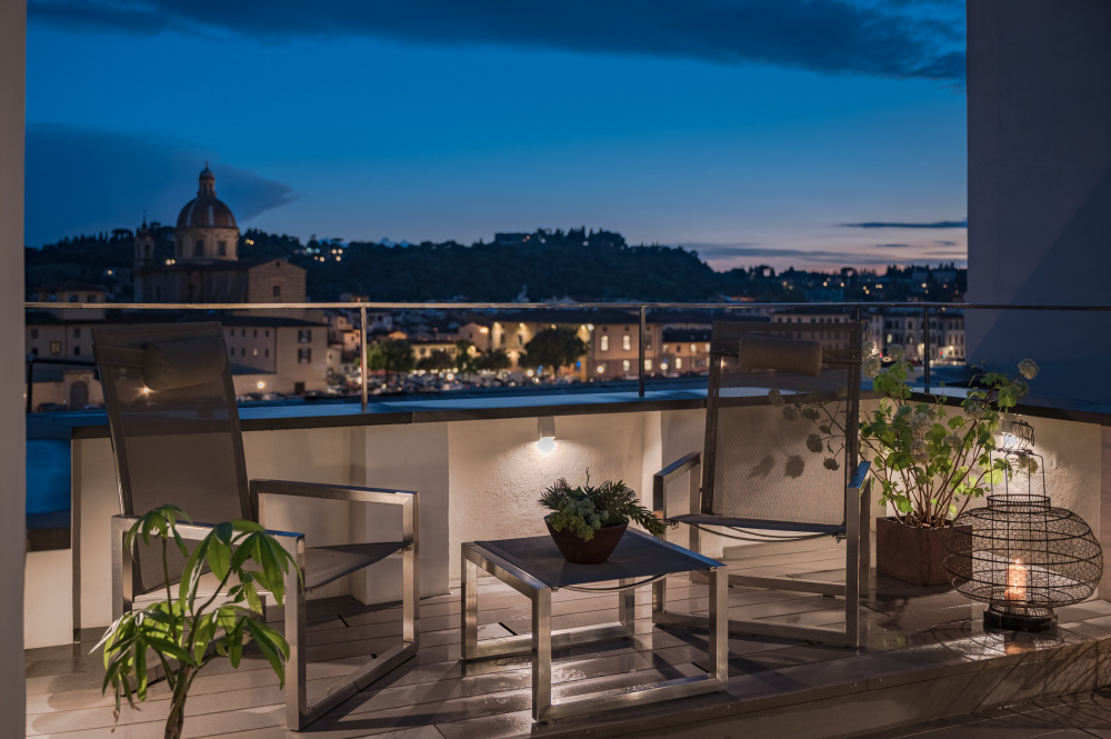 Night view terrace overlooking Florence skyline