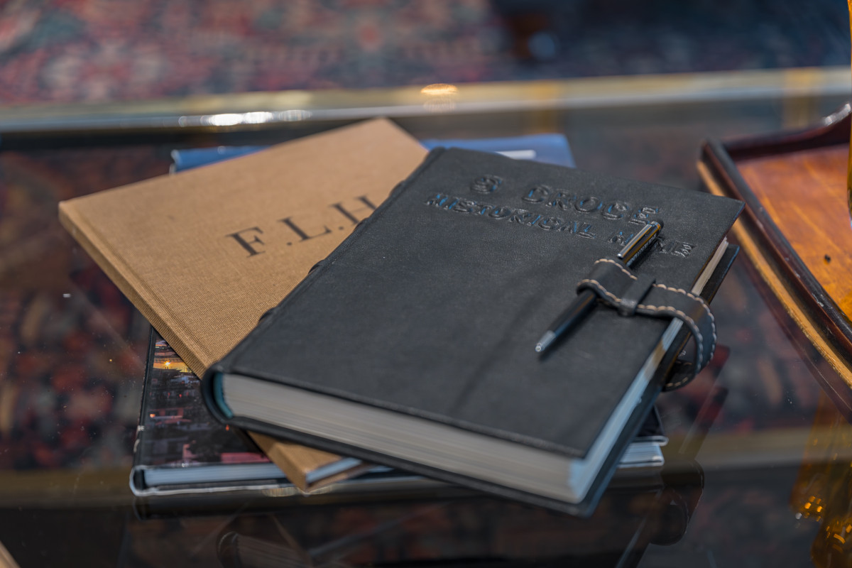 Decorative books and interior detail in Florence luxury apartment