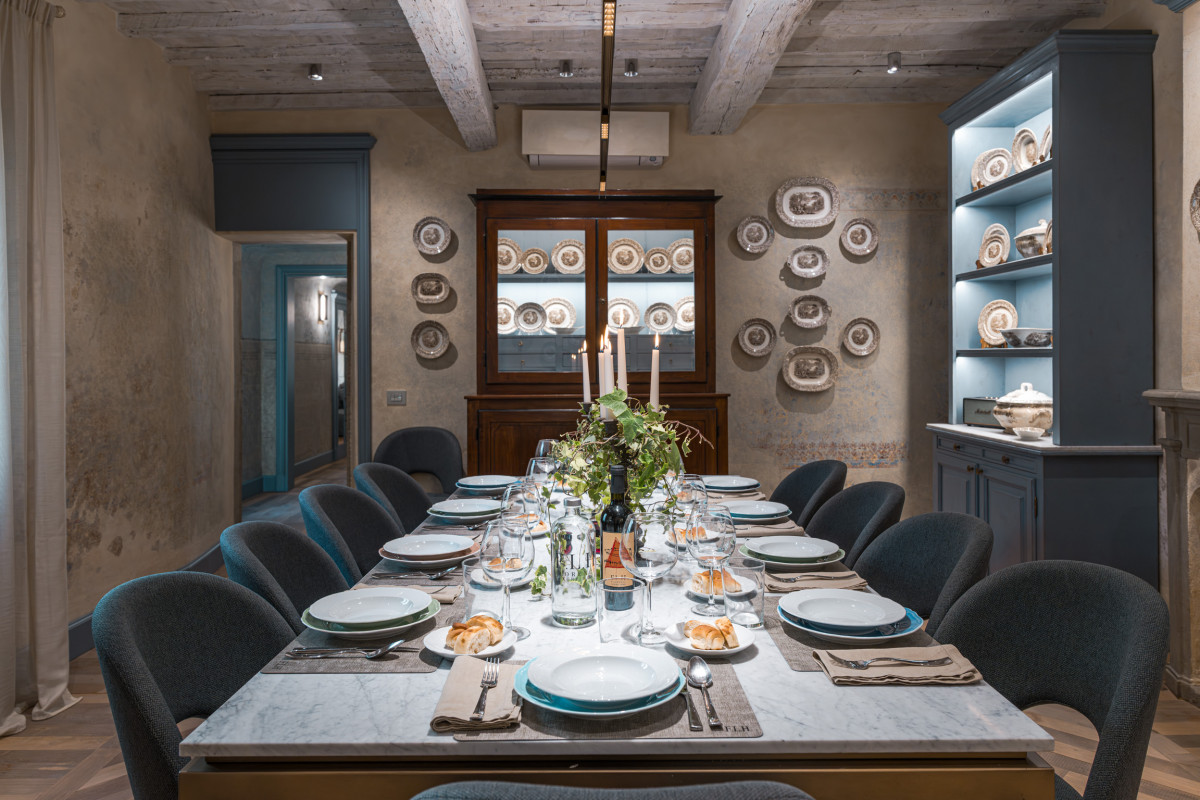Elegant dining room in Santa Croce historical home Florence