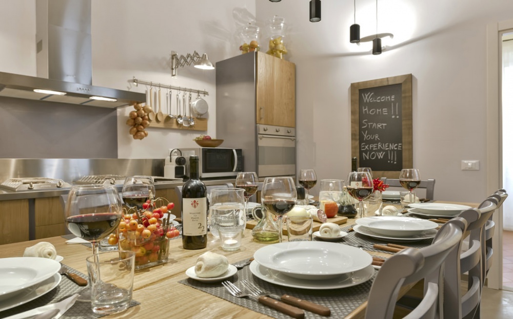 dining table set in luxury Florence apartment