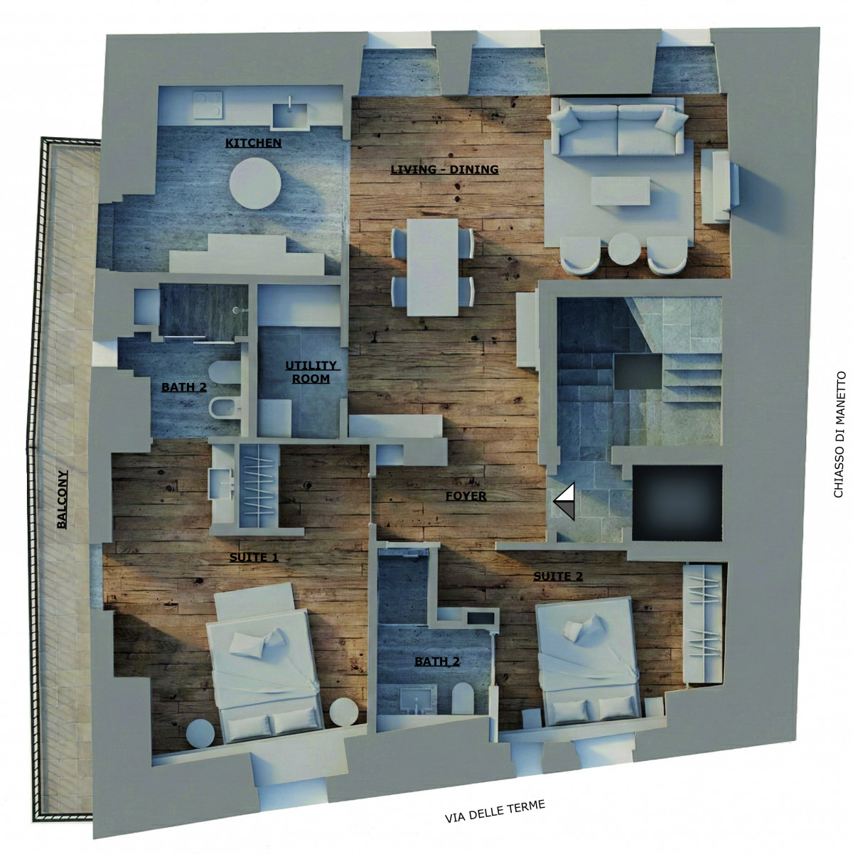 Floor plan of apartment for sale in Via delle Terme Florence city center