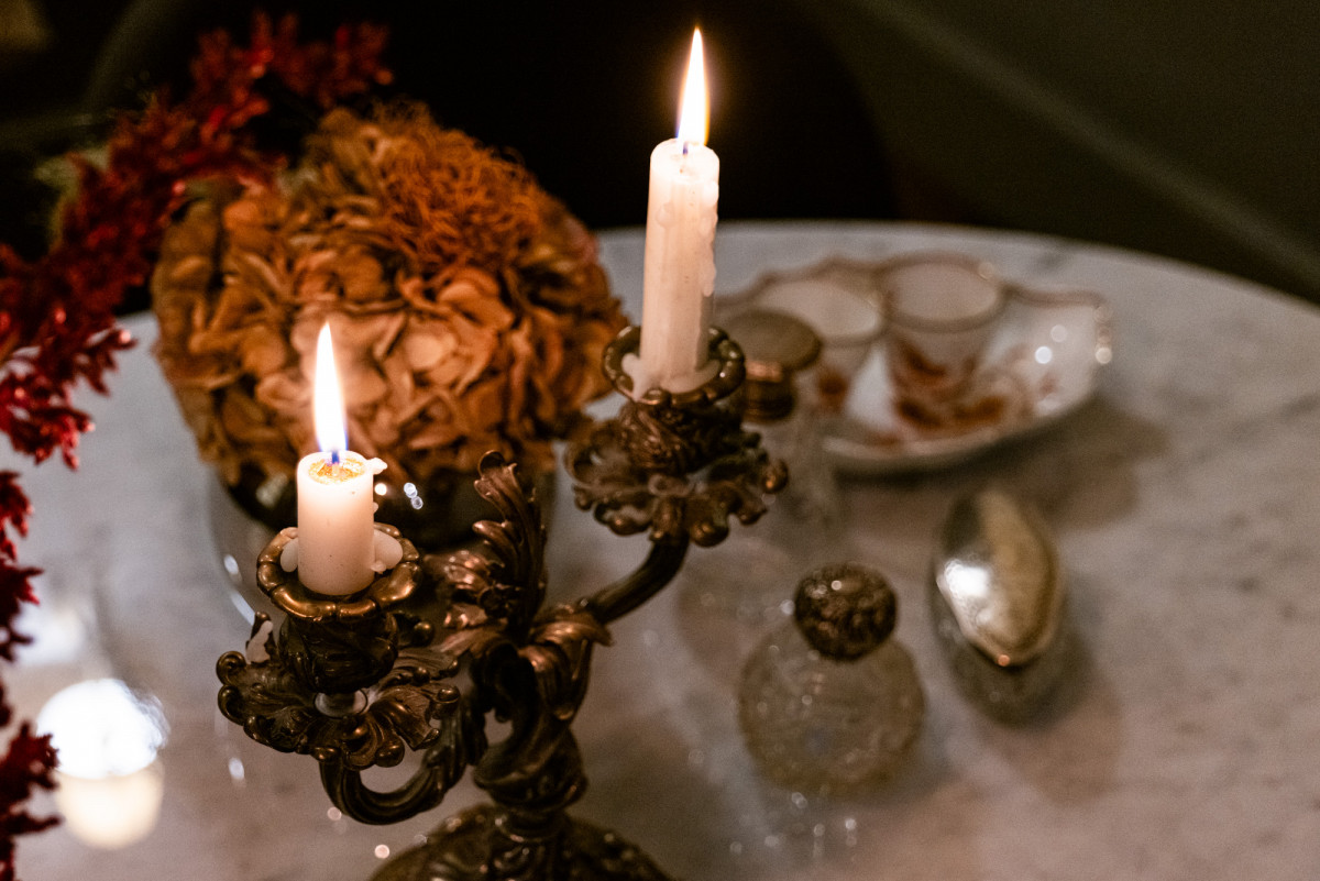 Candlelight detail in Florence apartment