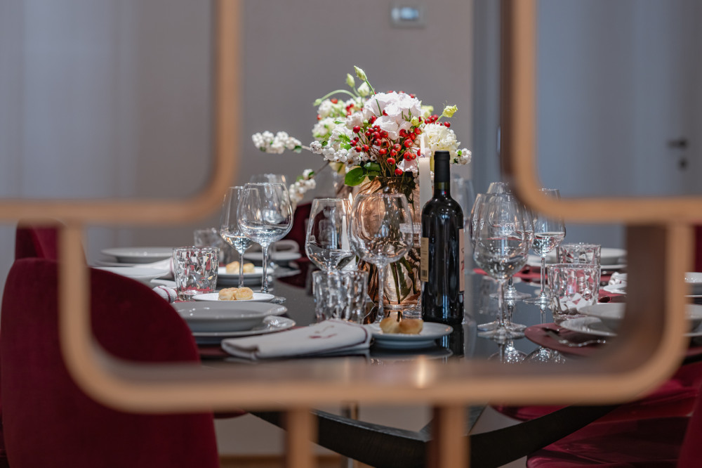 Dining table detail in Florence apartment