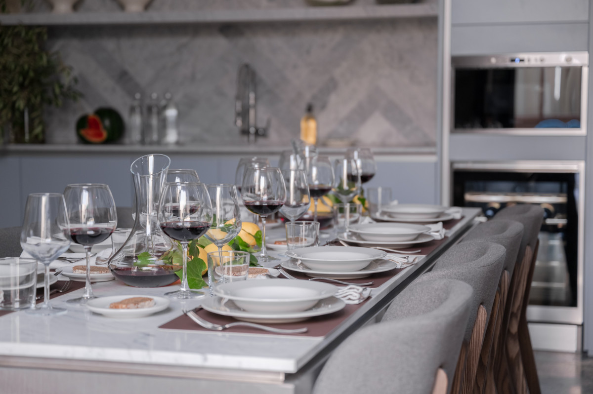 Dining table setting in Florence apartment