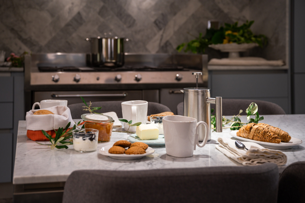 Food preparation detail in kitchen in Florence apartment