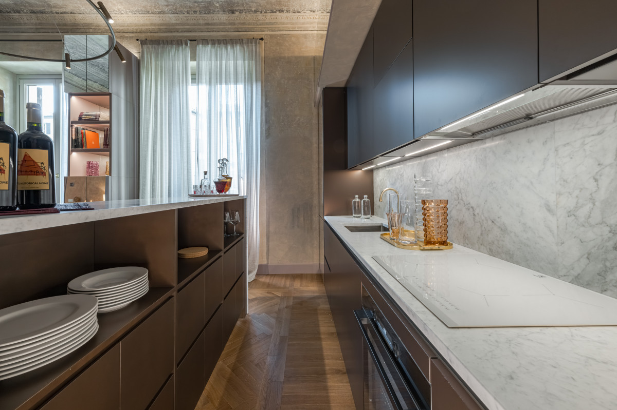 Kitchen storage area in Florence apartment