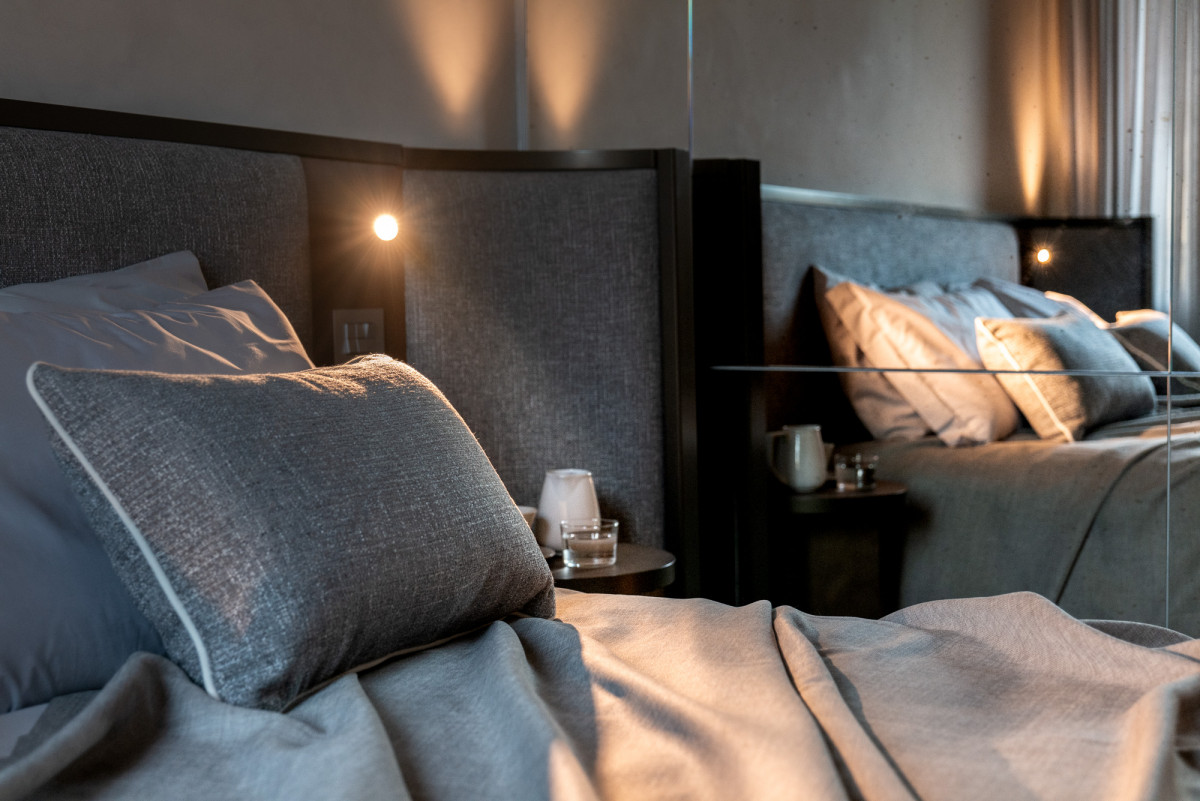 Bed detail in Florence apartment