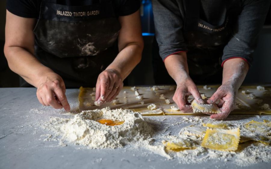 Fresh pasta making in Florence with traditional Italian cooking experience