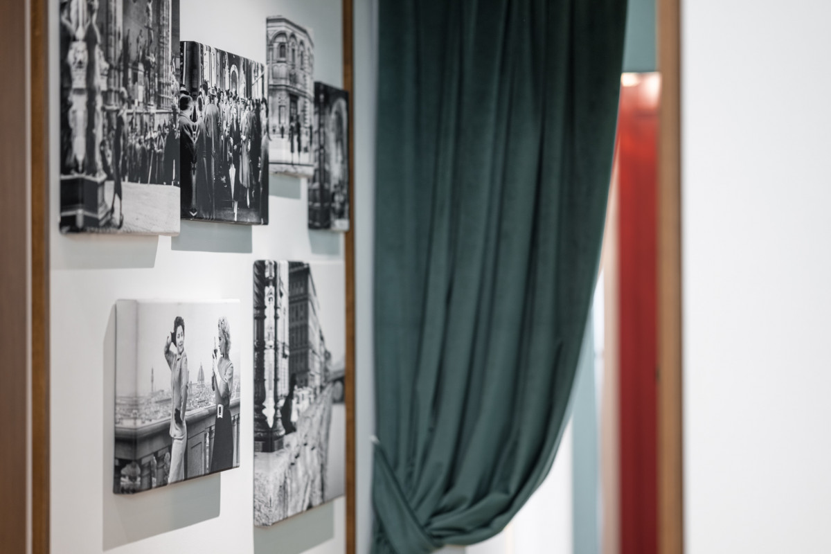 Interior corridor detail with framed photos