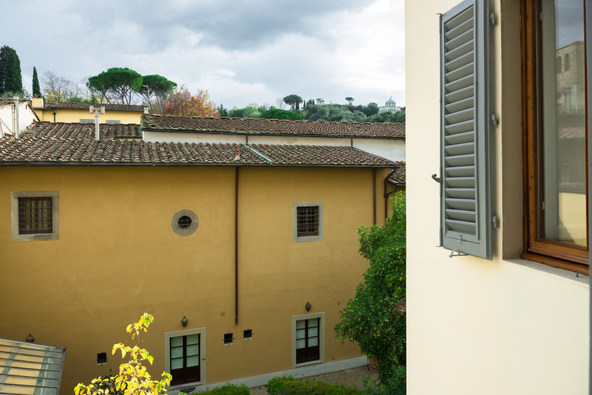 Exterior view from window overlooking Florence buildings