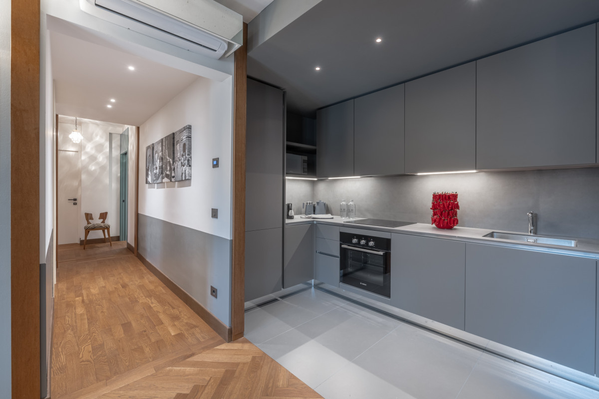 Modern kitchen with minimalist design and appliances