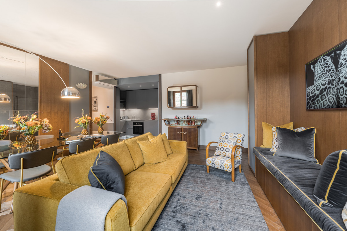 Comfortable living room with sofa and contemporary design