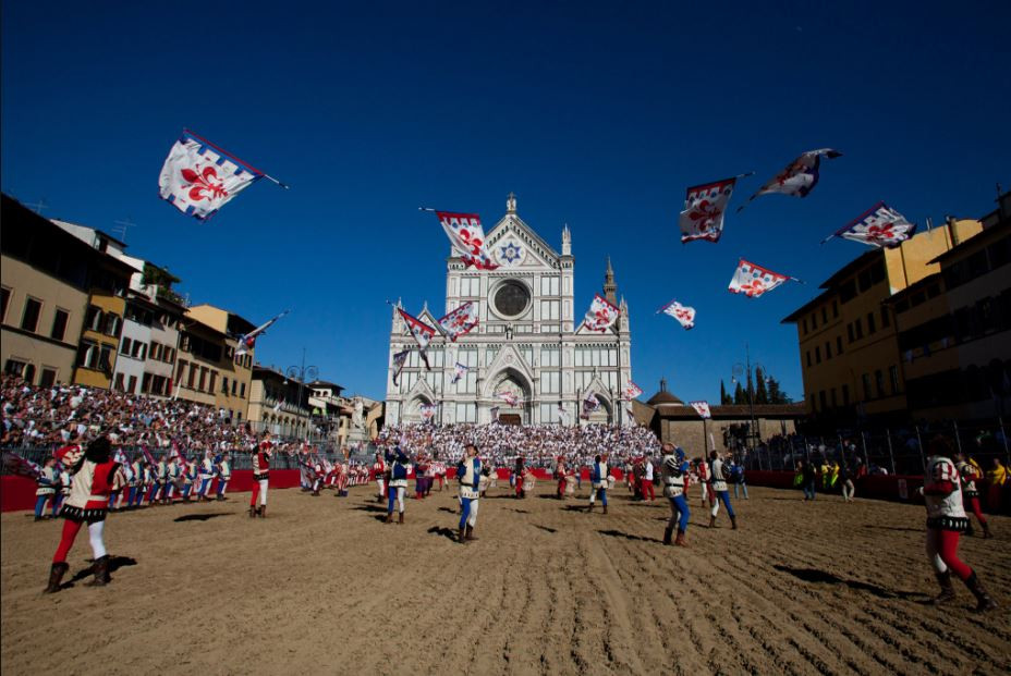 Historic event in Piazza Santa Croce Florence