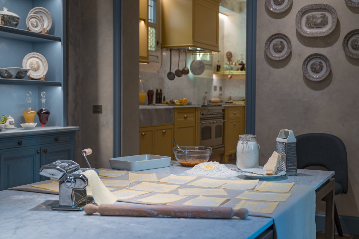 Kitchen preparation area in Santa Croce historical home Florence
