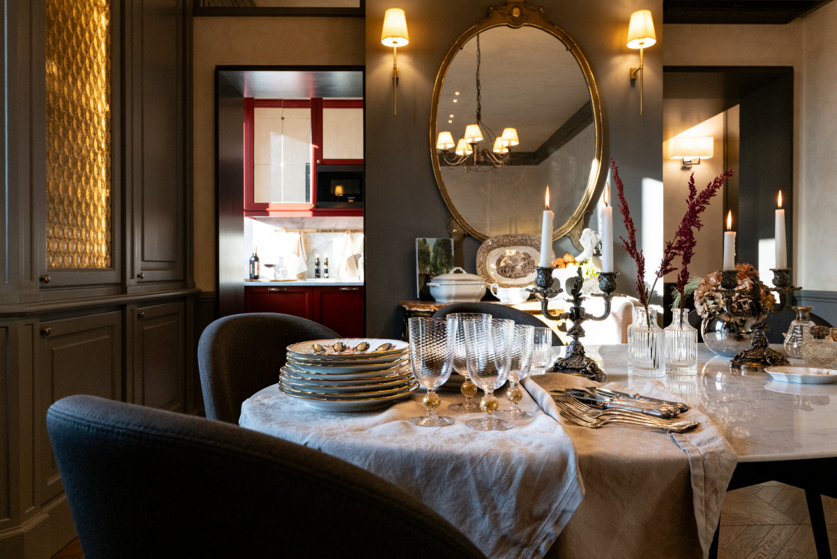 Elegant dining room in a luxury apartment in Florence