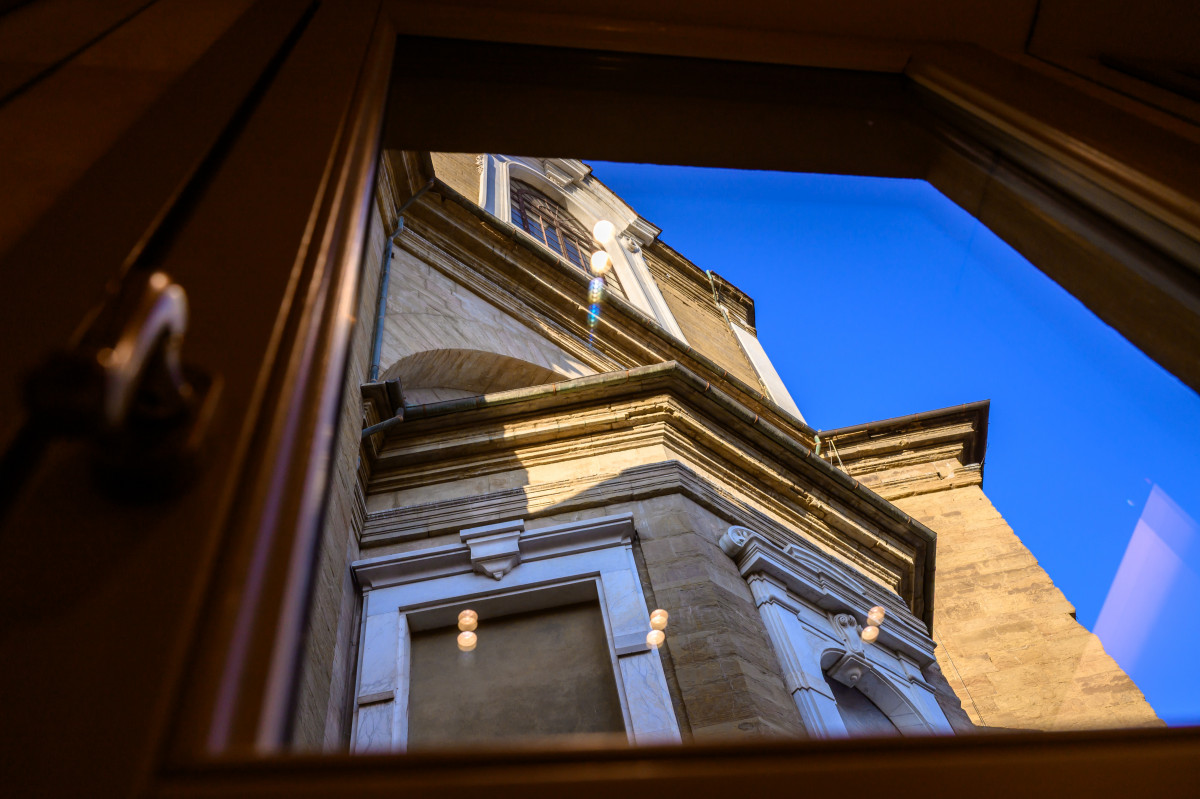 View of historic Medici Chapel from window of Medici Historical Home apartment in Florence