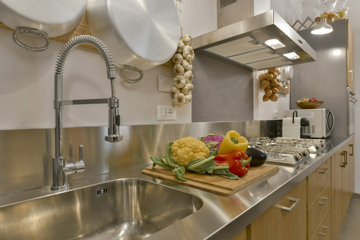 modern kitchen details in Florence apartment