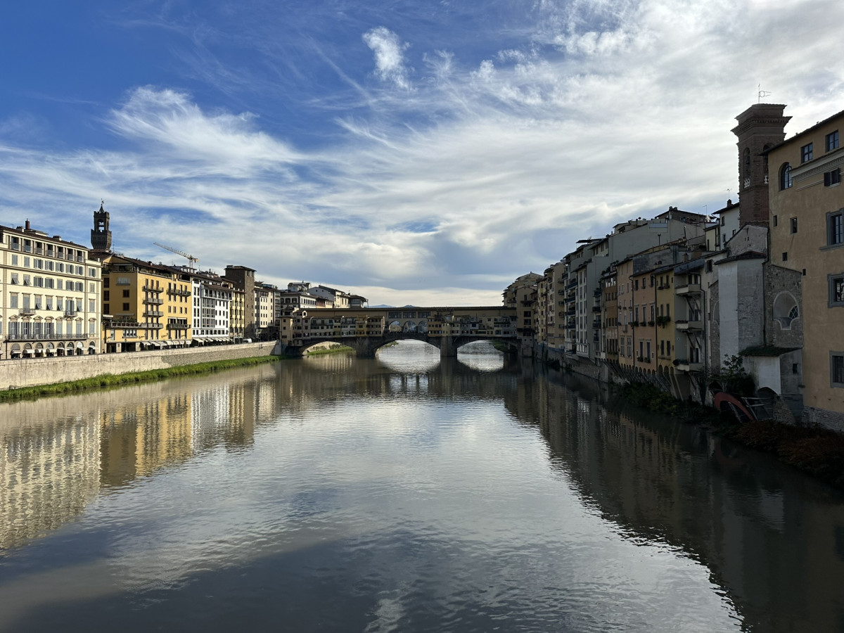 View of Ponte Vecchio and Arno River from apartment in Florence