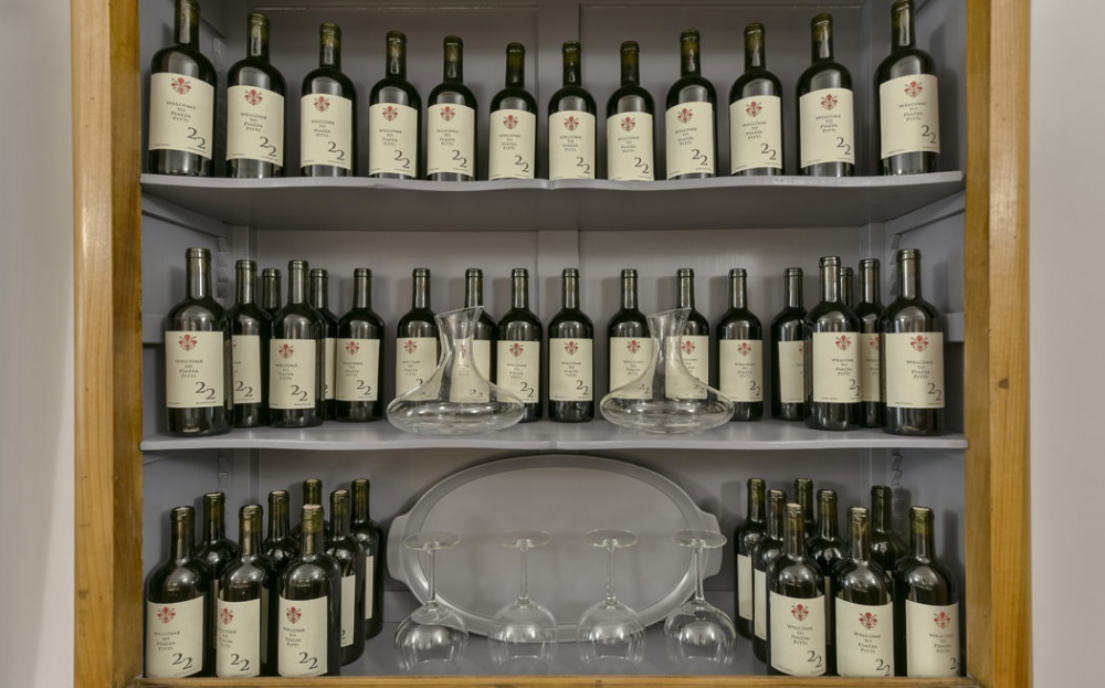 wine selection in luxury Florence apartment
